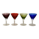 Ensemble de 4 verres vintage en verre de murano colorés