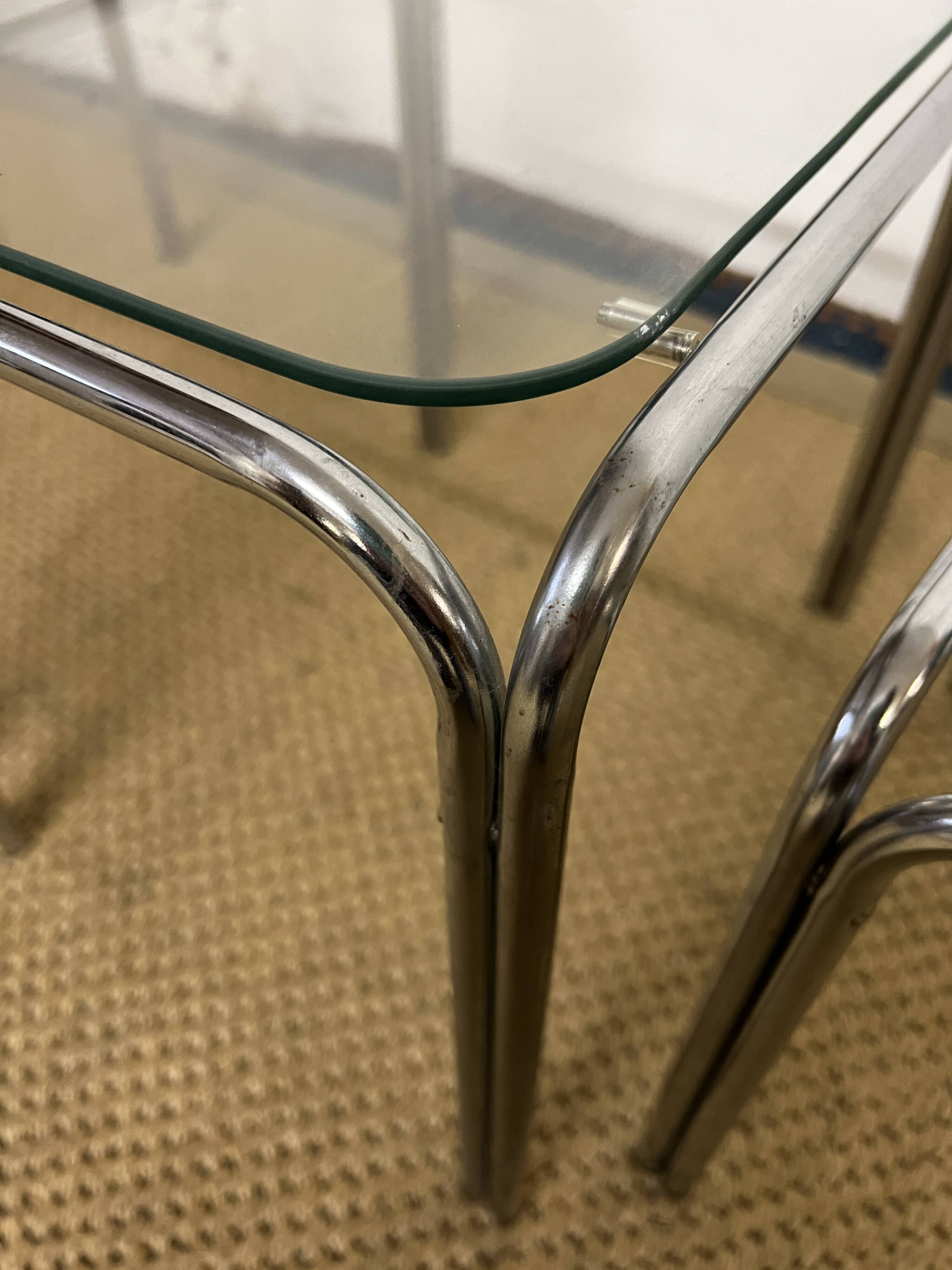 Vintage glass and chrome metal nesting tables