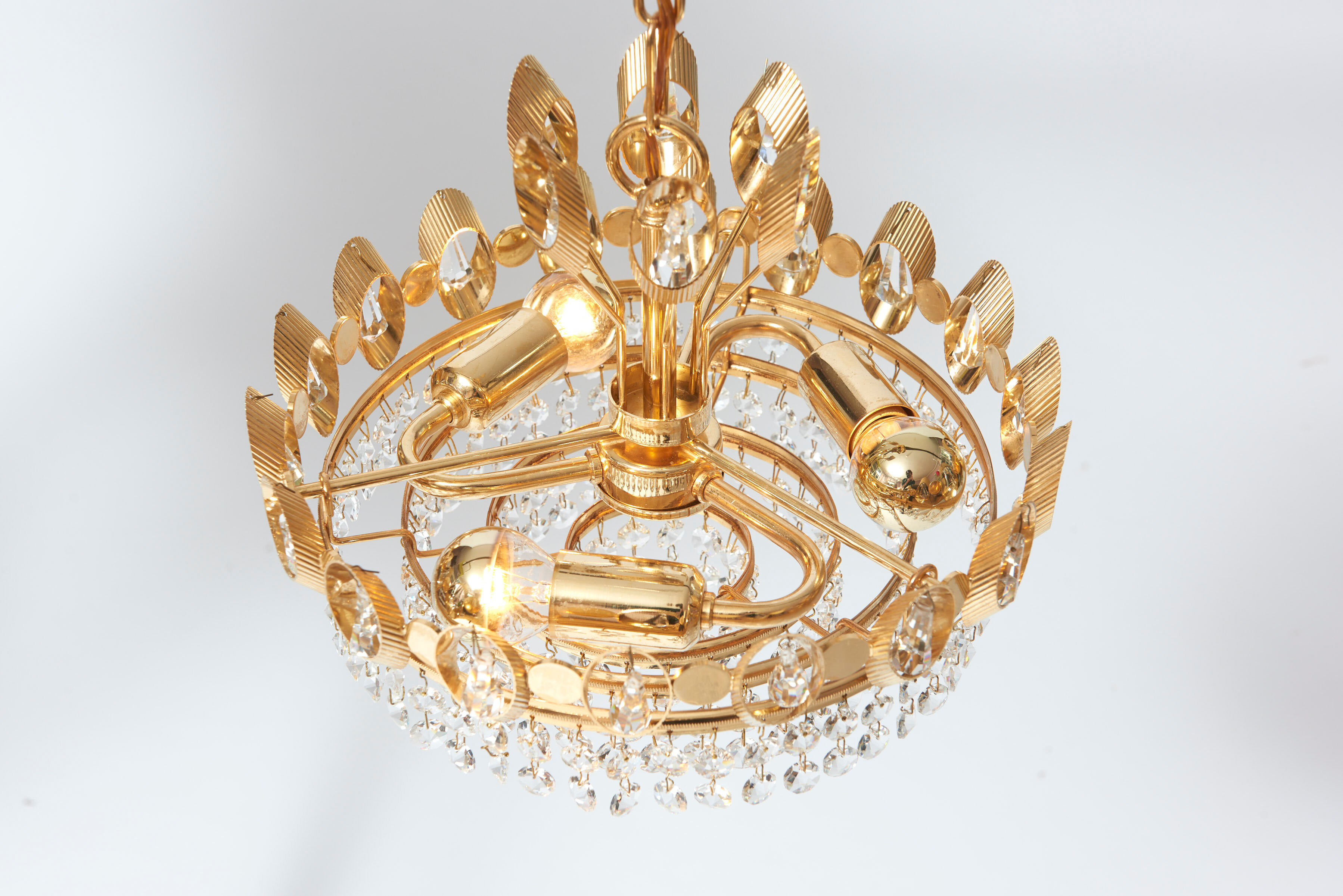 Brass and crystal chandelier by Palwa, 1960