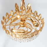 Brass and crystal chandelier by Palwa, 1960