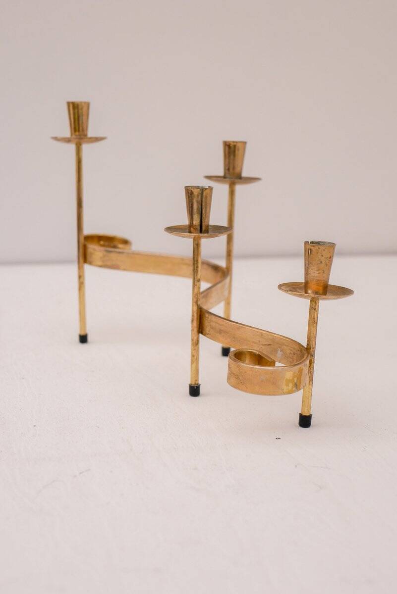 Mid-century modern metal candlesticks by Gunnar Ander for Ystad-Metall, Sweden, 1960s