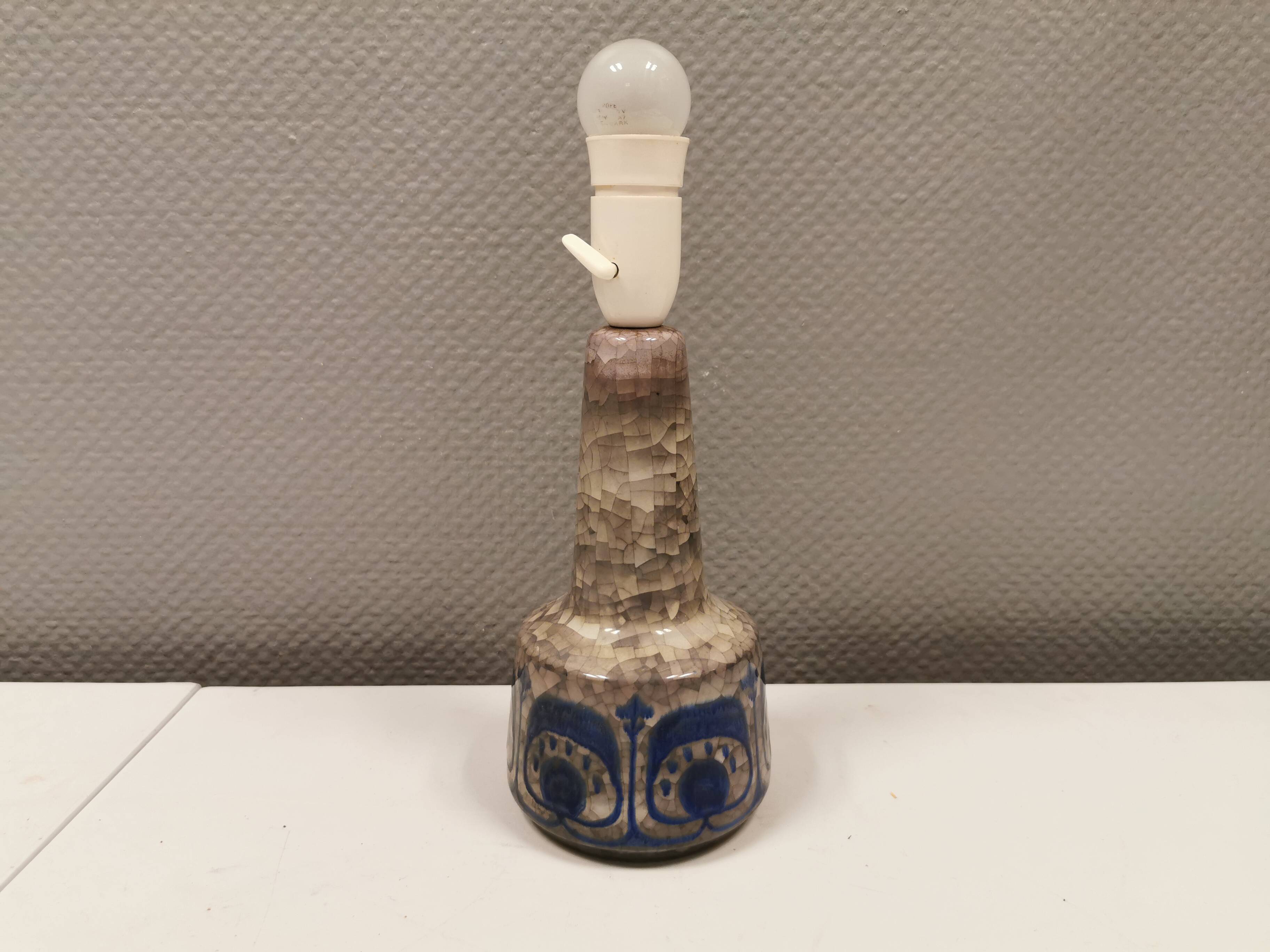 Ceramic table lamp in Grey/Blue crackled glaze, made by Michael Andersen Denmark