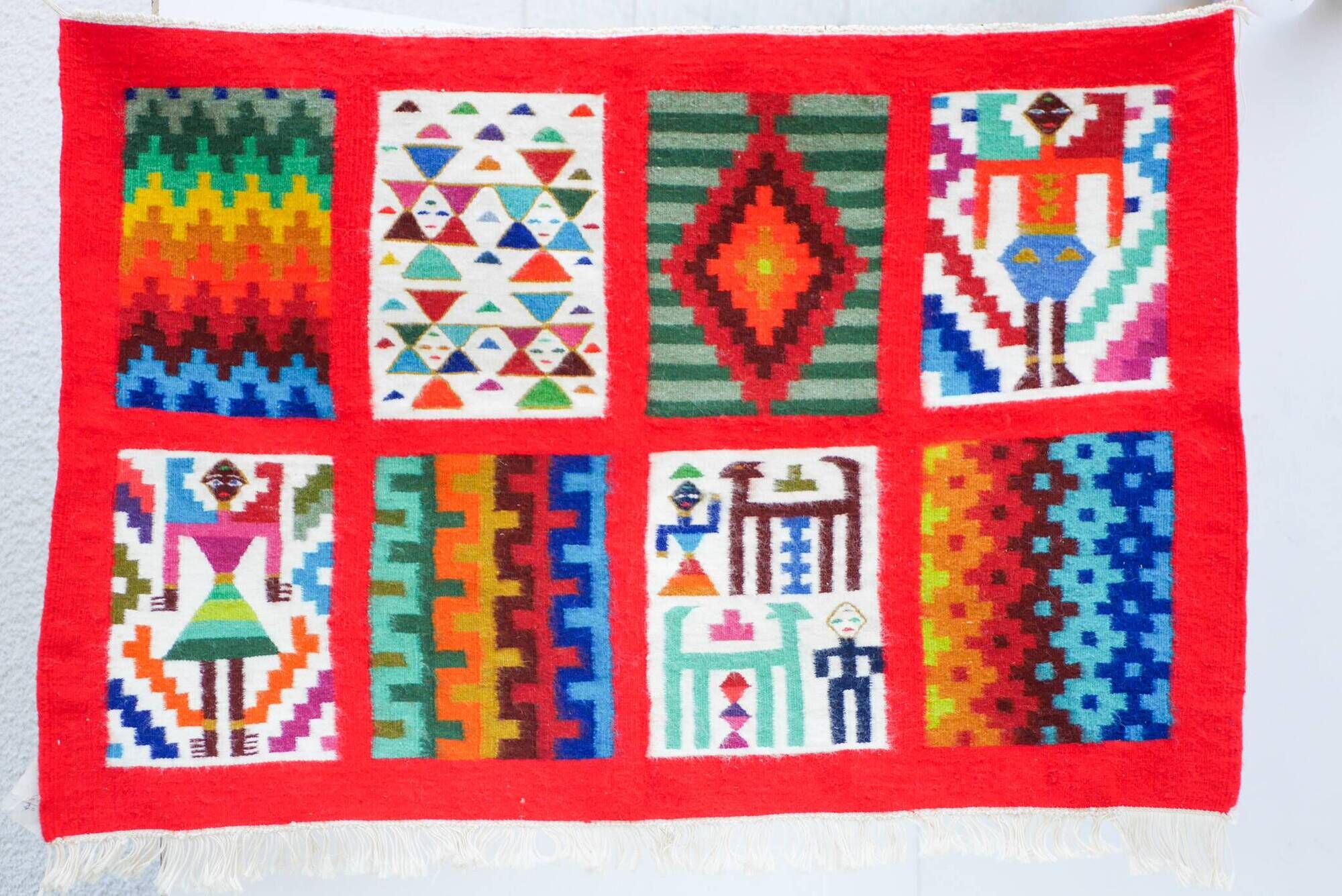 Vintage Berber Kilim, traditional wall tapestry from the popular art of Gafsa