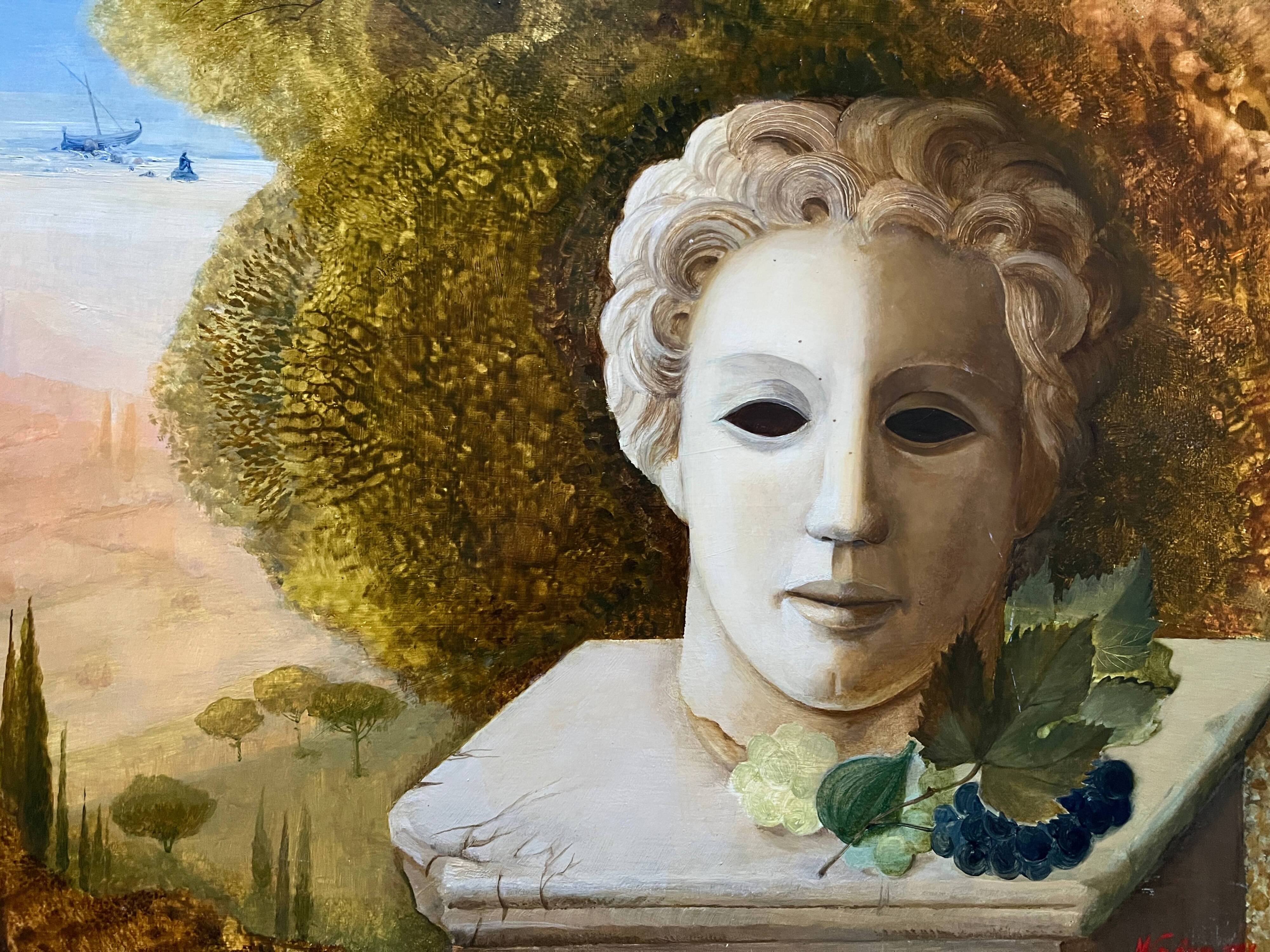 HSP Painting Allegorical Still Life Sculpture Pedestal Marine