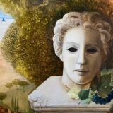 HSP Painting Allegorical Still Life Sculpture Pedestal Marine