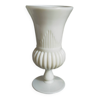 Vase balustre milk glass ancien début XXème