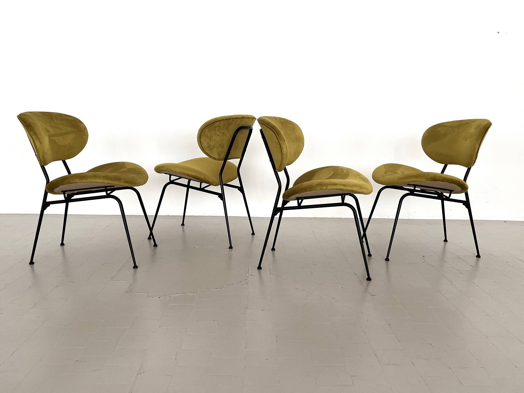 Italian Reupholstered Lounge Chairs, Set of 4pcs.