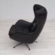 1970s, vintage danish swivel leather armchair, egg form, original condition
