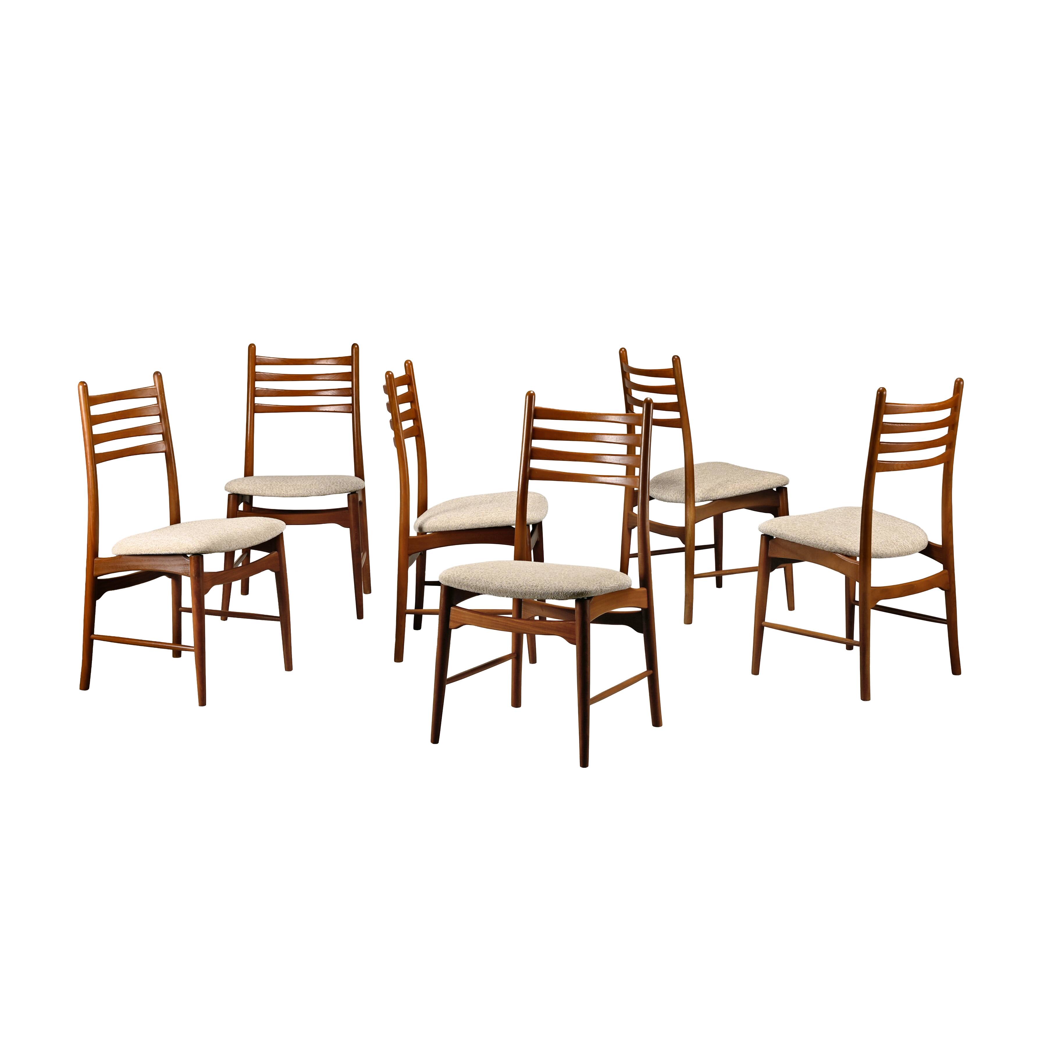 Chaises de salle à manger Georg Leowald en teck et tissu pour Wilkhahn, Allemagne, années 1960.
