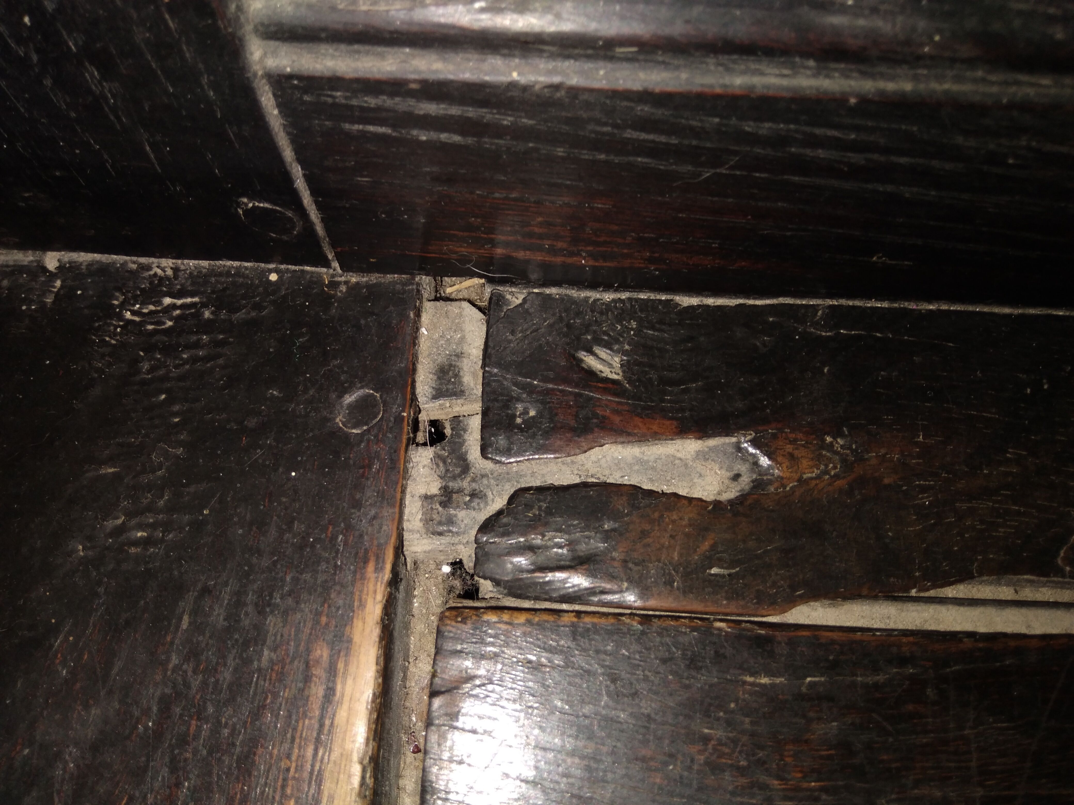 Old Breton enclosed bed chest bench