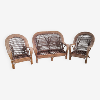 Rattan wicker living room (old) three pieces