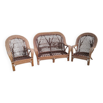 Rattan wicker living room (old) three pieces
