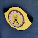 Vintage formica clock silent wall clock 60s "DAM electric yellow black"