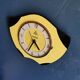 Vintage formica clock silent wall clock 60s "DAM electric yellow black"