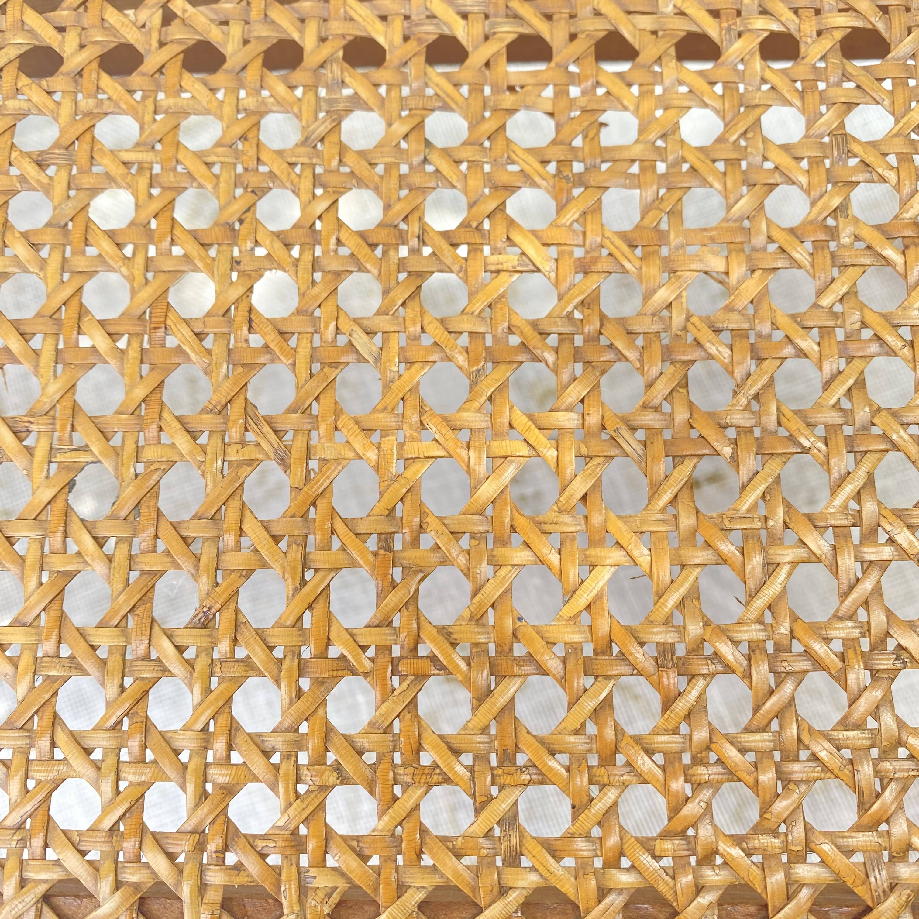 Low stool, wooden and cane footrest