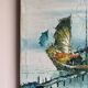 Marine, zampan boats at sunset, XX century