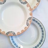 Orange and blue deep plates HBCM and St Amand.