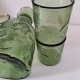 Carafe and matching tumblers in molded glass