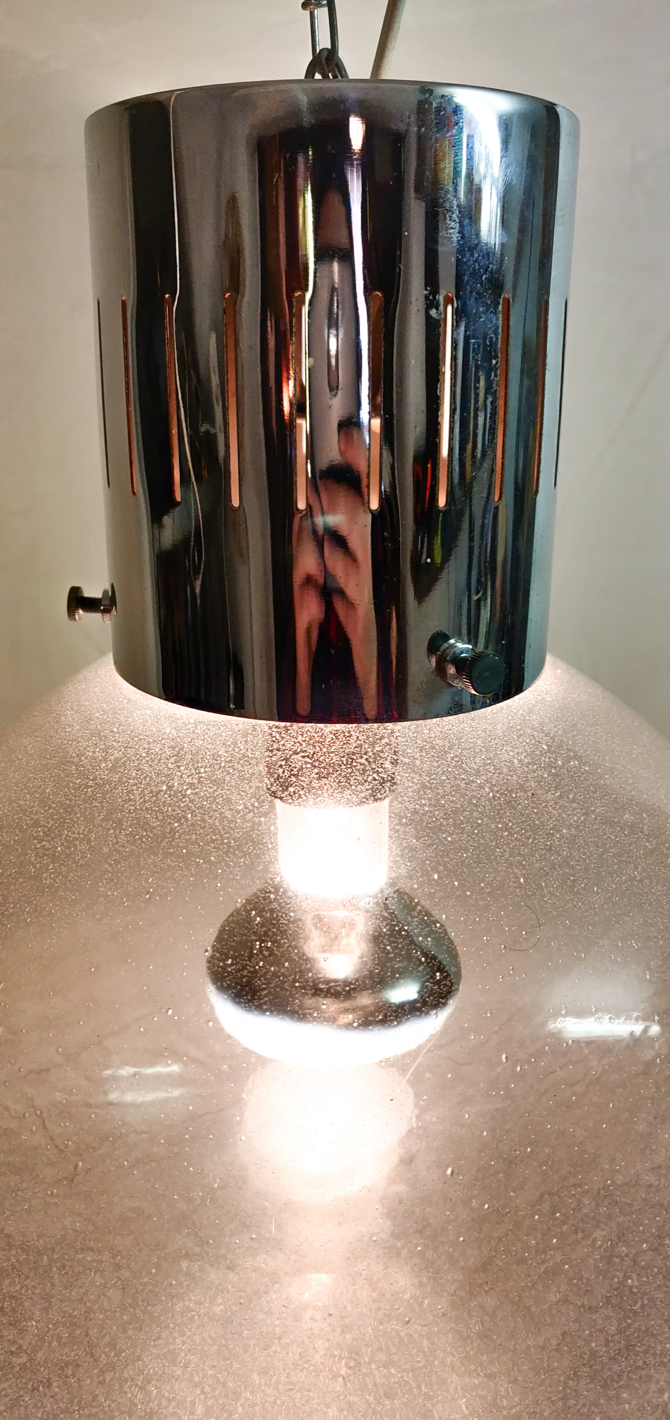 Globe 1970 blown glass bulb hanging