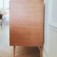 Commode en bois et rotin vintage rénovée, années 60