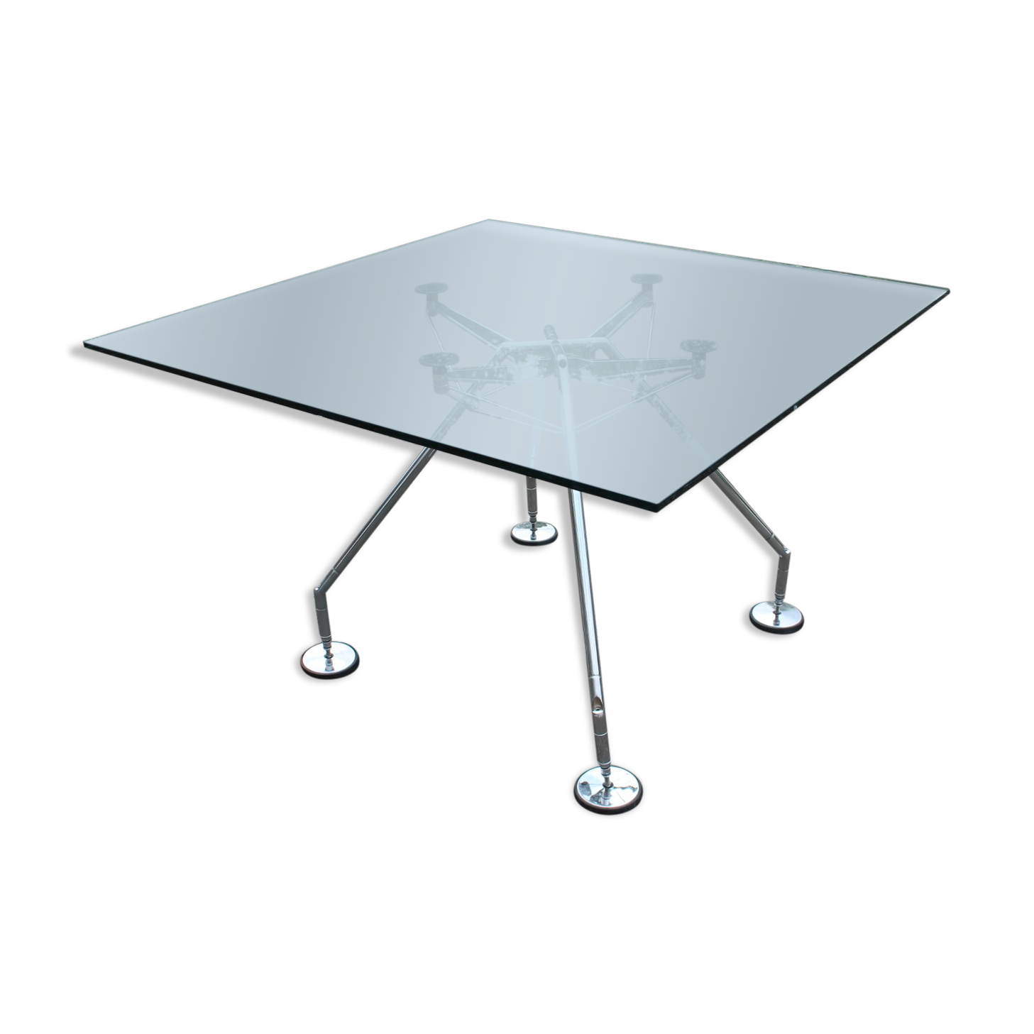 1970s Norman Foster Nomos glass table for Tecno Italy