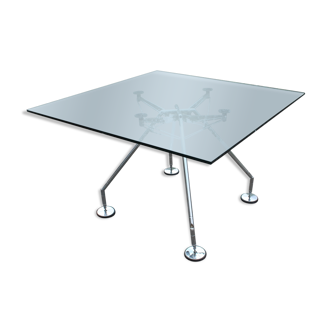 1970s Norman Foster Nomos glass table for Tecno Italy