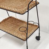 Vintage rattan & steel service 1950