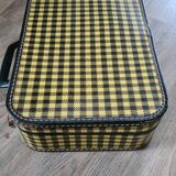 Valise ancienne en carton jaune et noire vintage