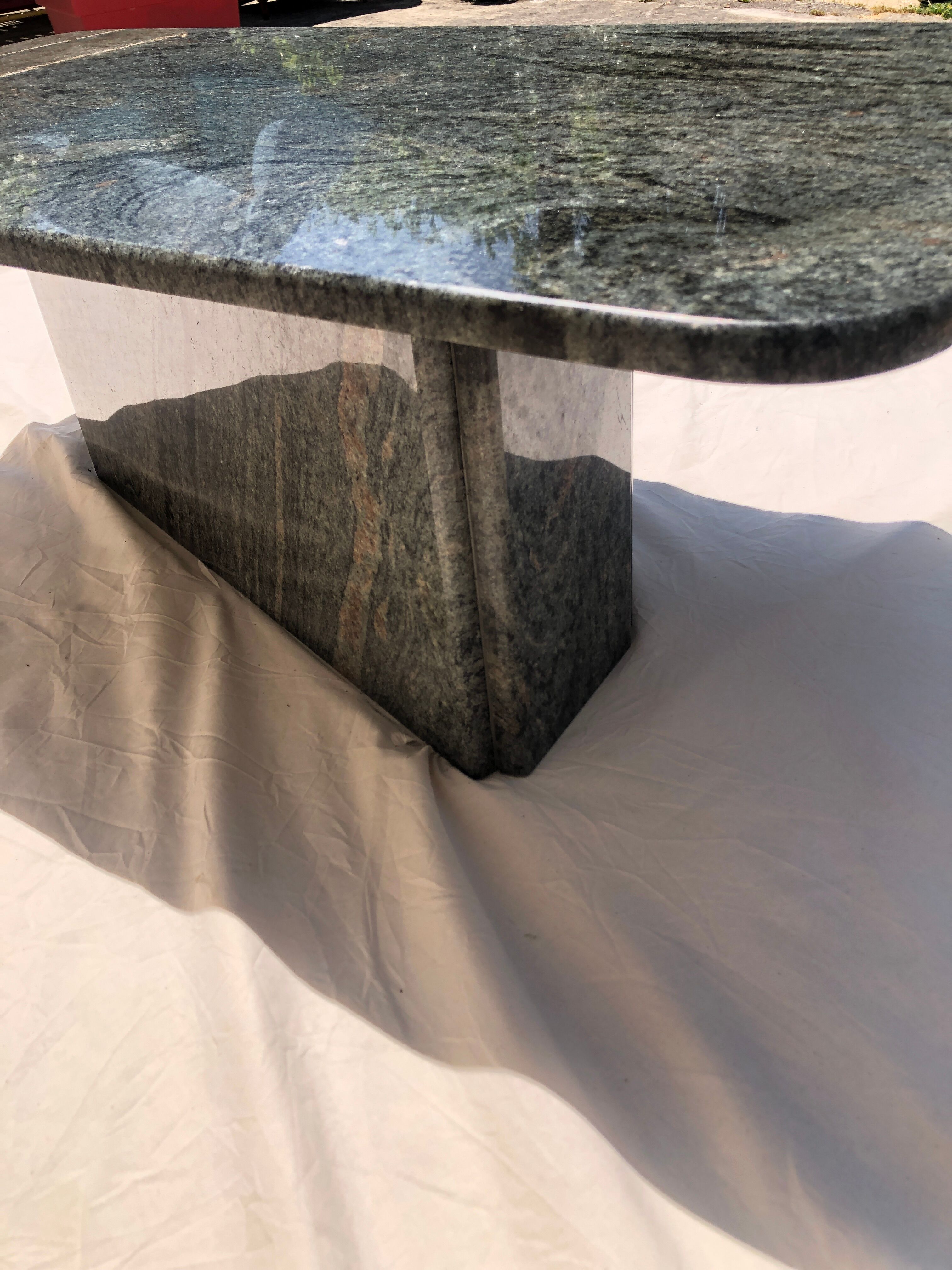 Coffee table in gray green marble