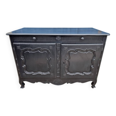 Buffet bas style Louis XV peint en noir