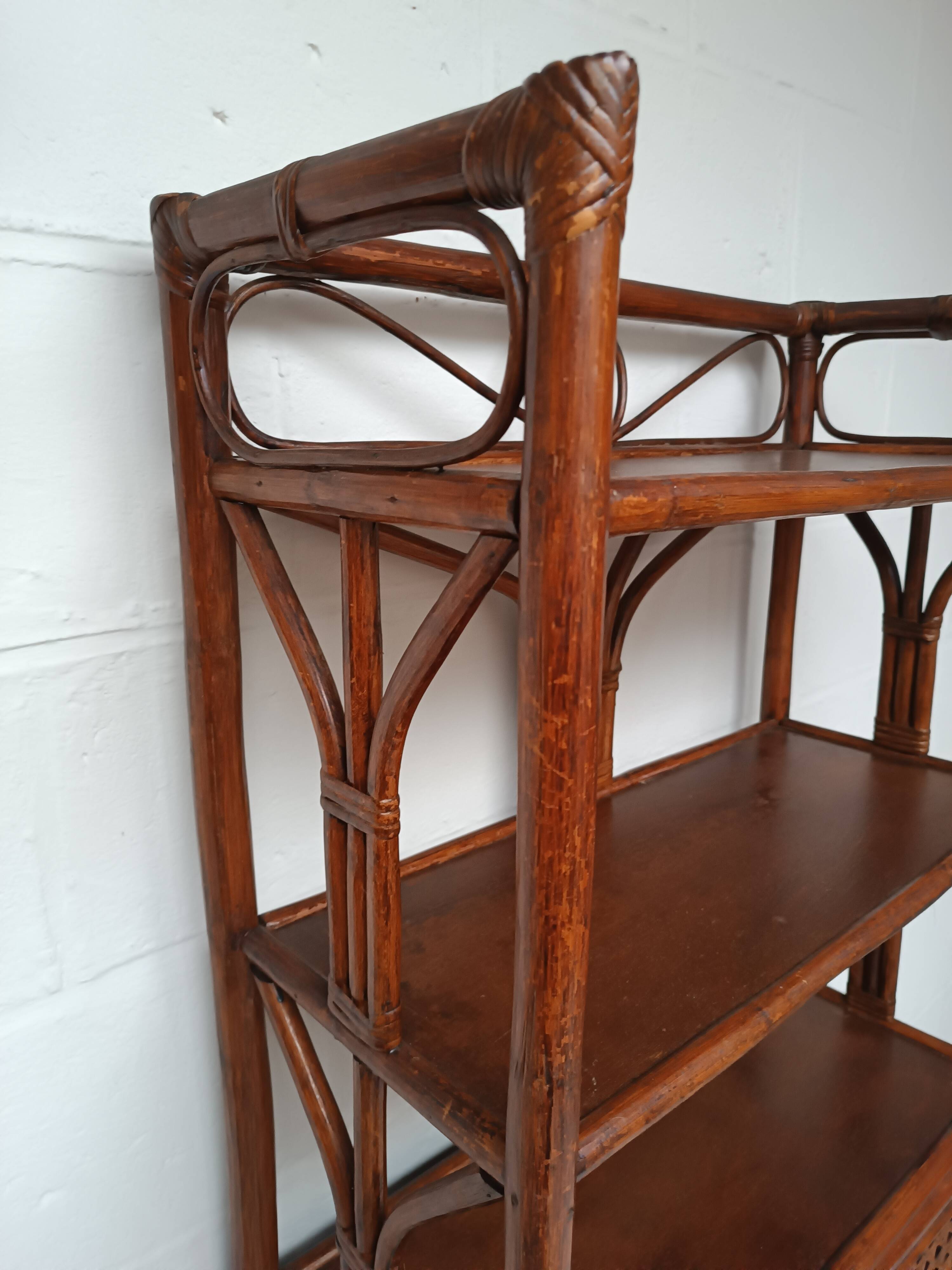 Vintage bamboo and rattan buffet library