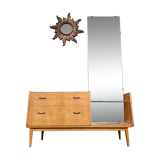Coiffeuse vintage, en bouleau, table de toilette / meuble d'entrée