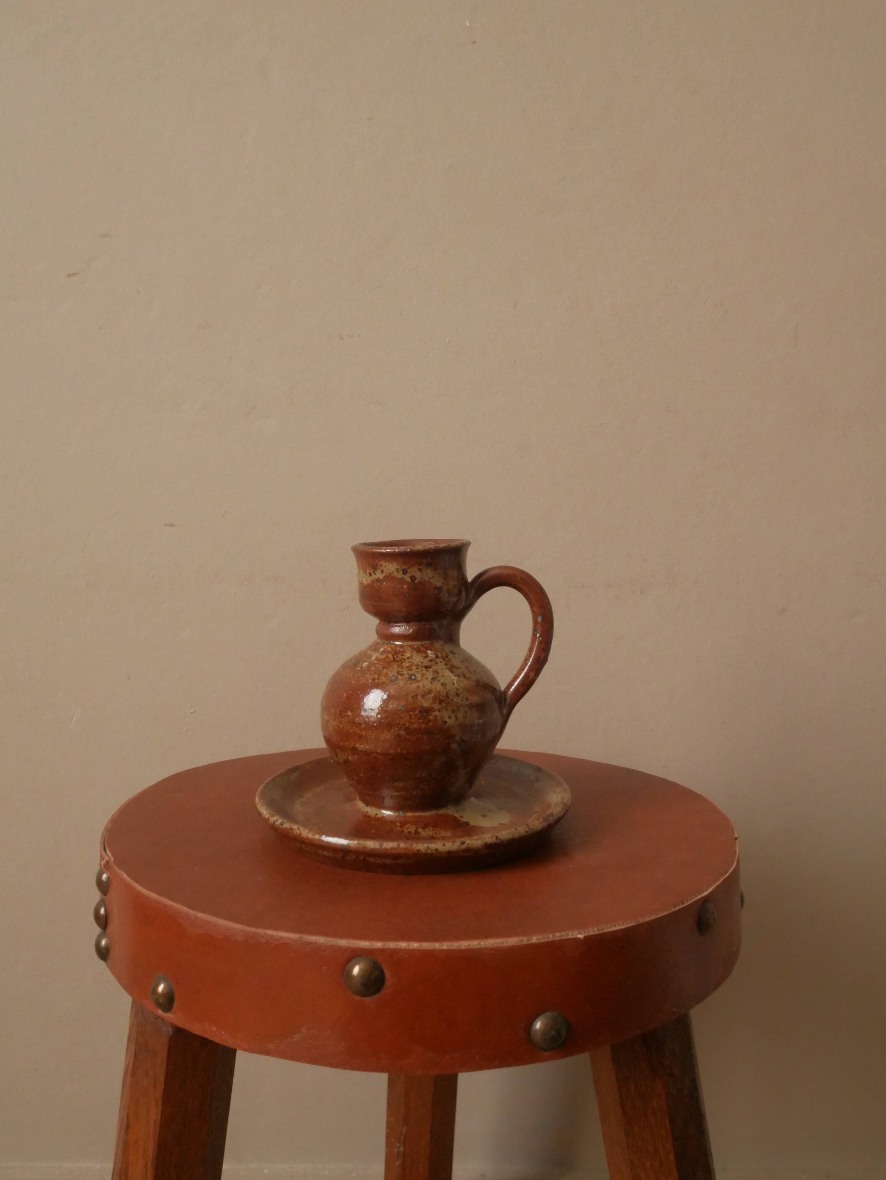 Soliflore candle holder in vintage stoneware ceramic handmade pottery Scandinavian country spirit