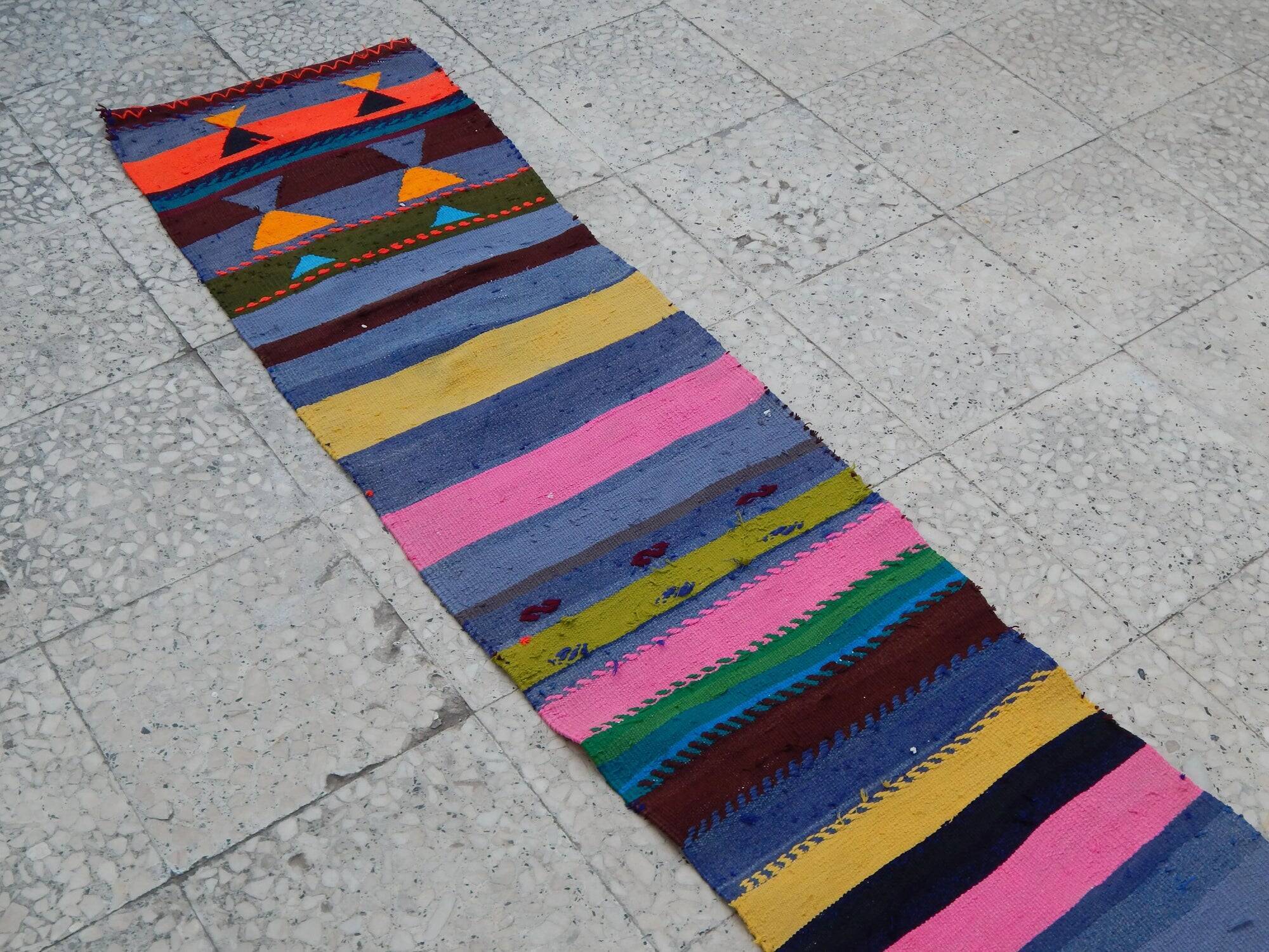 Vintage Turkish hallway rug 47x248 cm