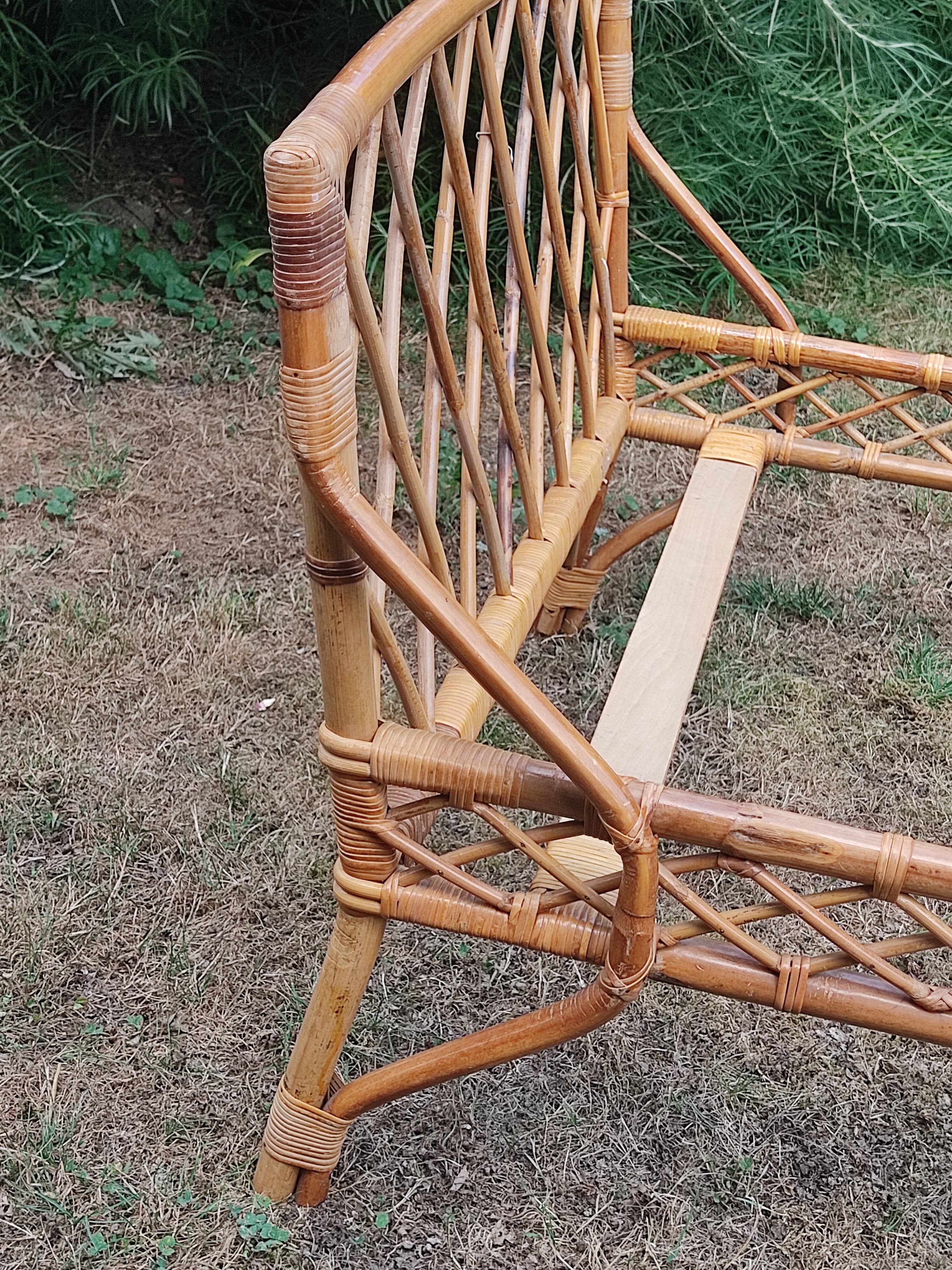 Rattan bed 1 place, 60s