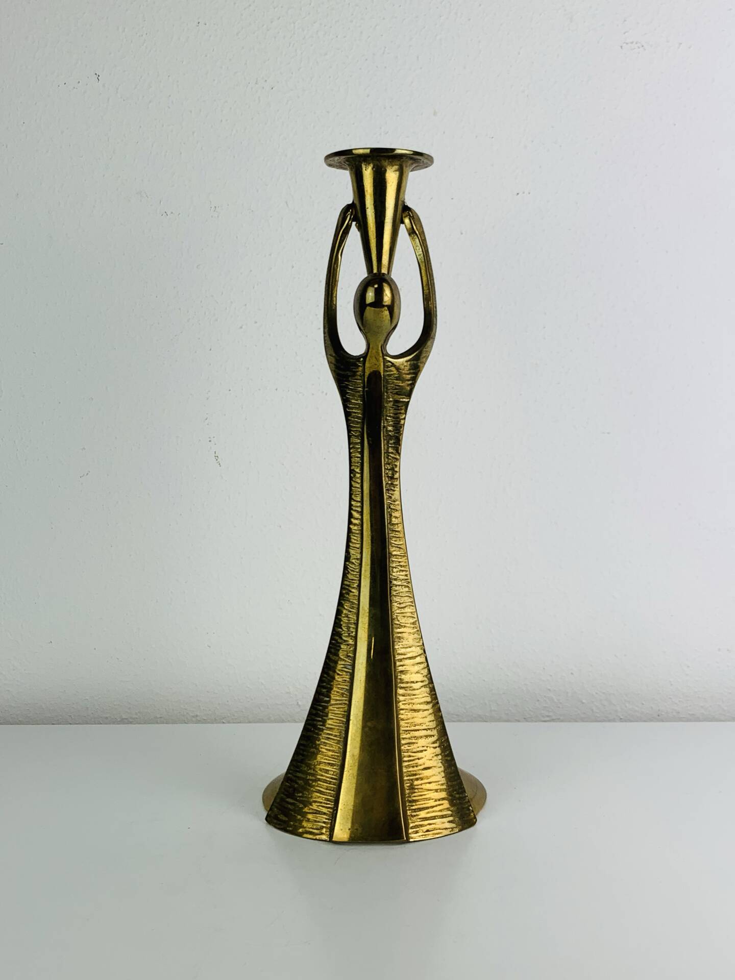 Sculptural brass candle holder, vintage