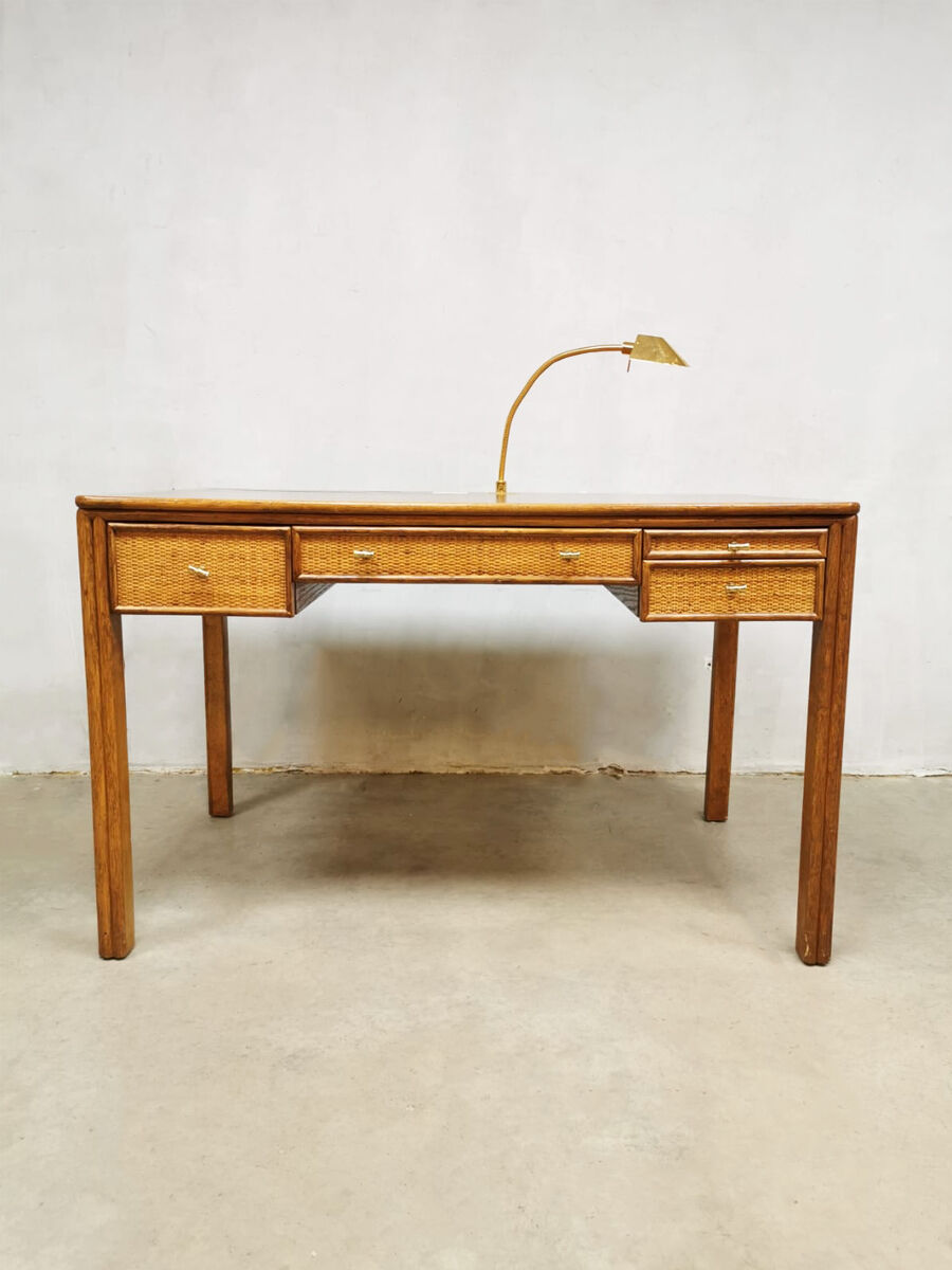 Vintage rattan caned desk Eleanor Forbes Mcguire San Francisco