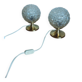 Pair of Space Age table lamps from the 70s – German design – Frosted glass "Ice"