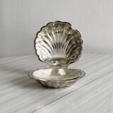 Silver-plated metal shell-shaped butter dish