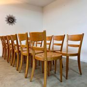 Lot 12 wooden bistro chairs by Horgen Glarus 70s vintage