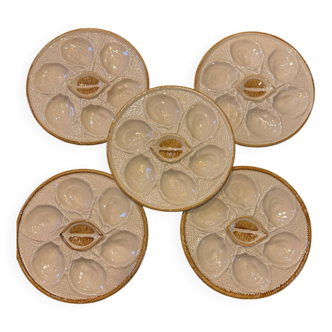 Set of 5 oyster plates Saint-Clément France no. 4589 – Earthenware