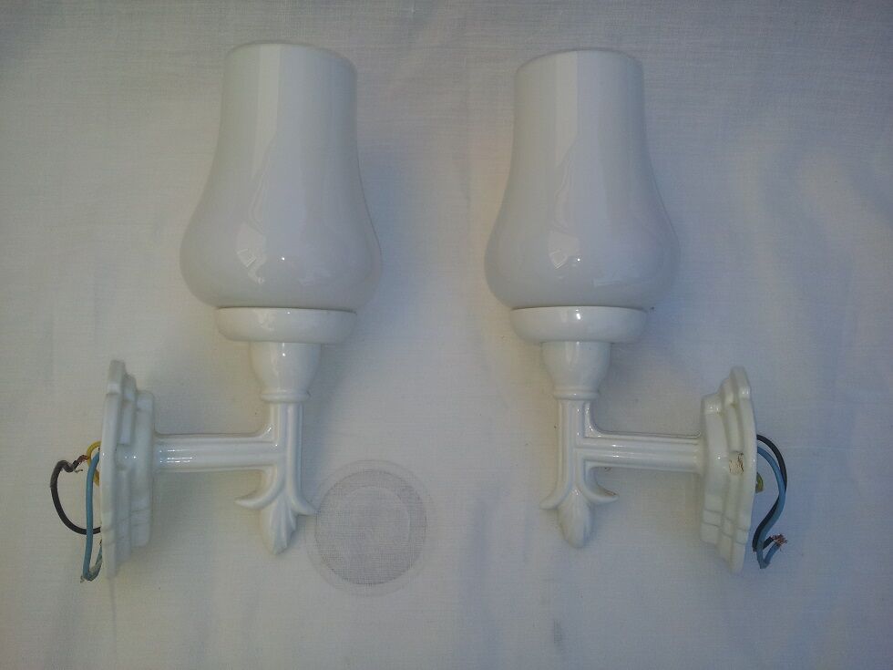 Pair of white wall sconces