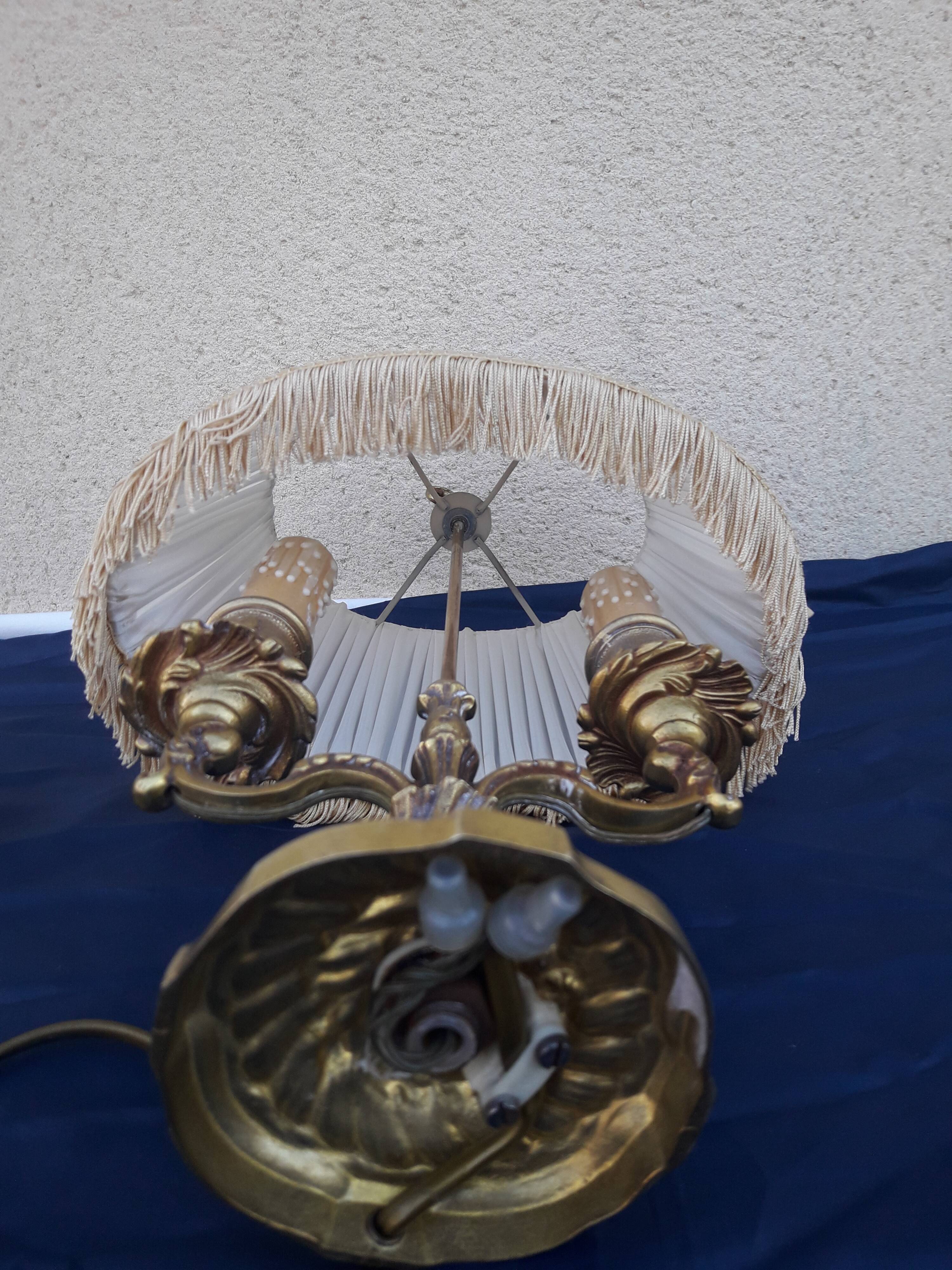 Lampe bouillotte 2 feux en bronze