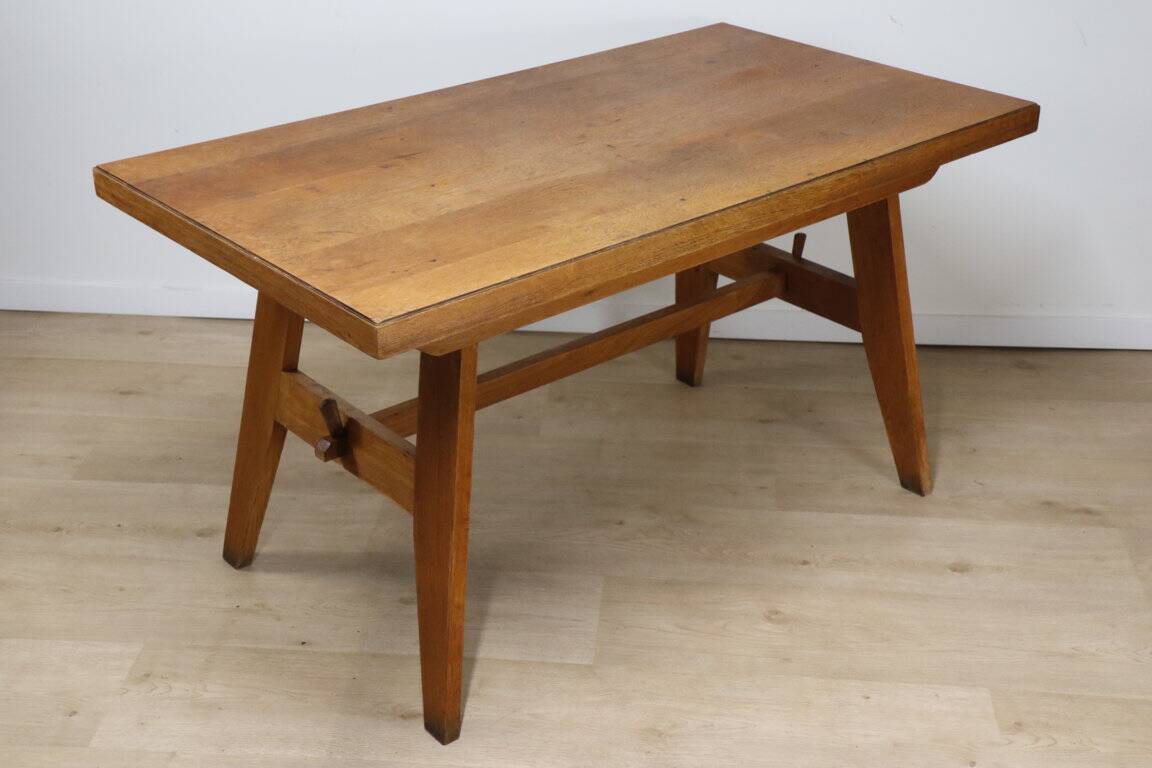 Oak dining table by René Gabriel, 1950