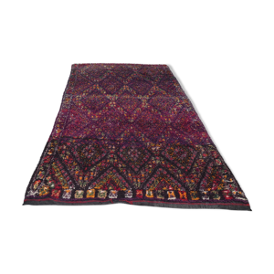 tapis berbère beni ourain en laine à fonds violet  motifs losanges, circa 1950, 177x284 cm