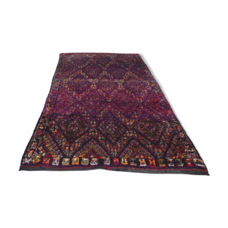 Berber carpet beni ourain wool with purple background patterns diamonds, circa 1950 177x284 cm