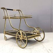 Vintage brass drinks trolley, 1970s