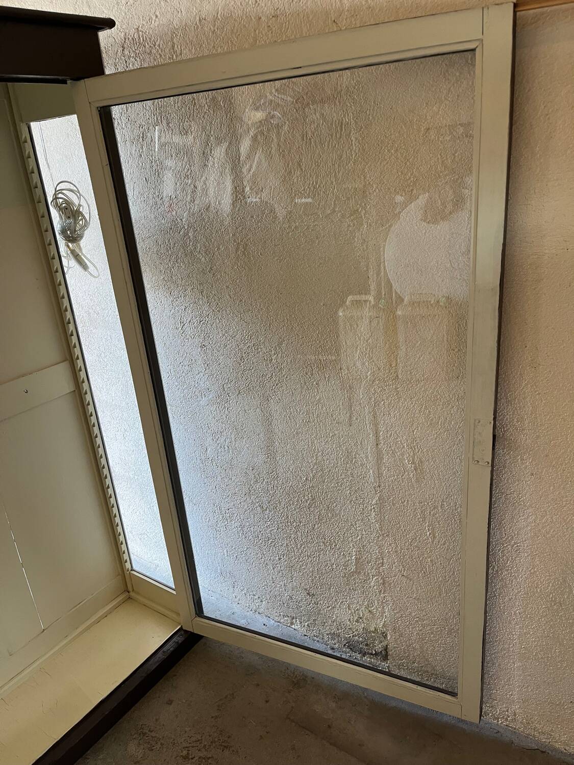 Old wooden glass display case