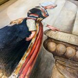 Tableau, huile sur toile "Portrait de jeune femme en costume traditionnel" XIXème s.