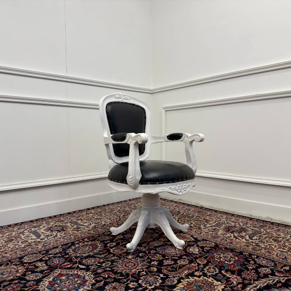 Classic English White Desk Set with Desk Chair